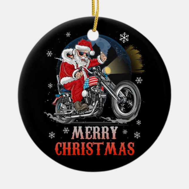 God jul Biker Motorcykel Fläkt Julafton Ho Julgransprydnad Keramik (Framsidan)