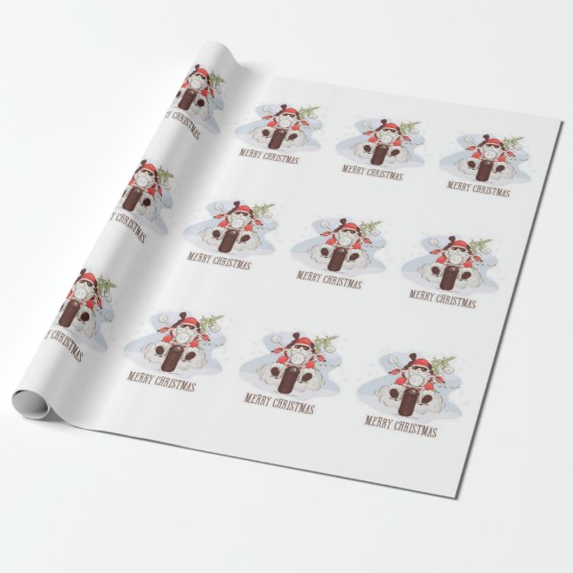 God jul Biker Santa Presentpapper (Utrullad)