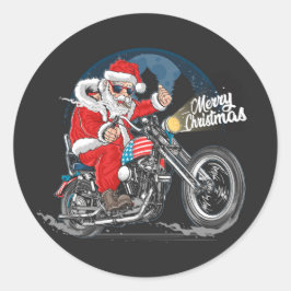 God jul Biker Santa Runt Klistermärke