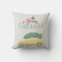 God jul bil med Träd i muterat färg Kudde