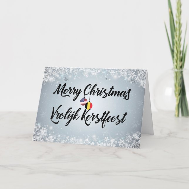 God jul Bilingual Belgium American Card Helgkort (Framsida)