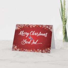 God jul Bilingual Norskt amerikanskt kort