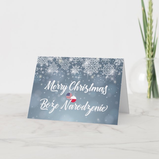 God jul Bilingual Polinskt amerikanskt kort (Framsida)