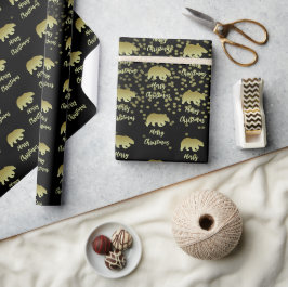 God Jul Björn Guld Och Svart Presentpapper