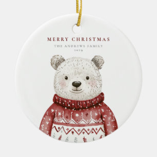God jul Björn i en sötare Julgransprydnad Keramik