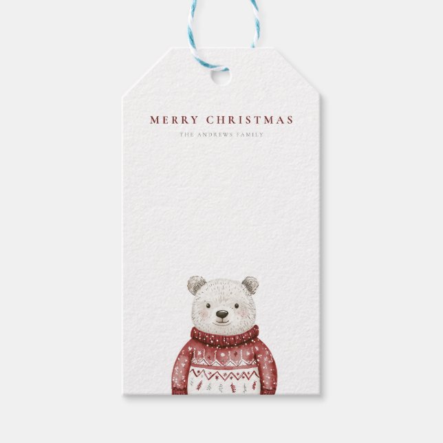God jul Björn i en sötare Presentetikett (Framsidan)