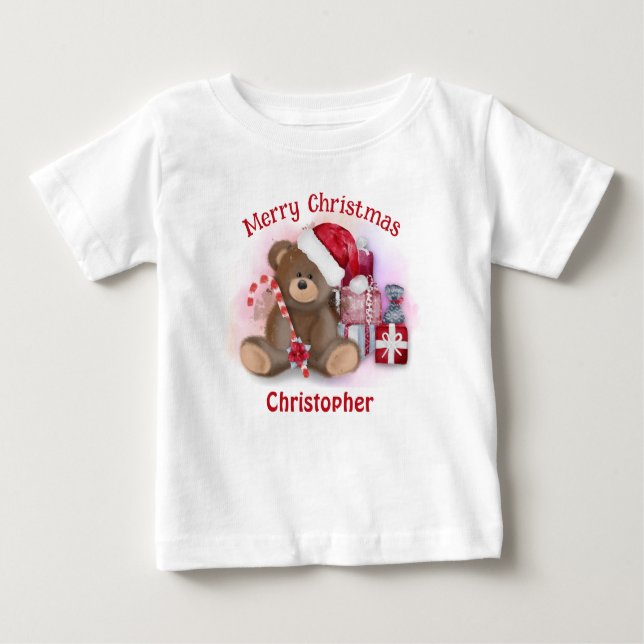 God Jul Björn Småbarn Barn Jul  T Shirt (Framsida)