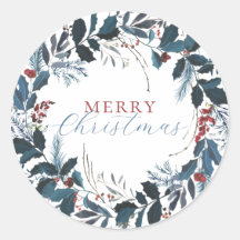 God Jul Blå Grön Julmistra Akvarell