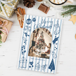 God Jul Blå Handritade Favoritsaker Julkort