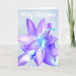 *~* God jul Blå i Glitter-blomma Anpassa Helgkort