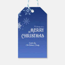 God Jul Blå Modern Snöflinga Presentetikett