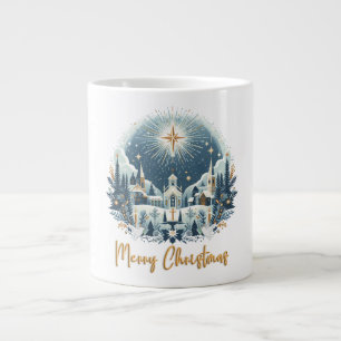 God jul blå och guld jumbo mugg