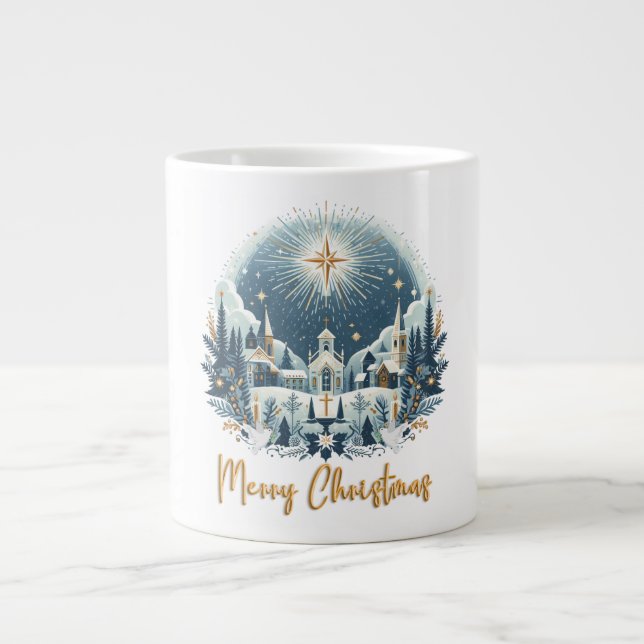 God jul blå och guld jumbo mugg (Framsidan)