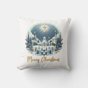God jul blå och guld kudde