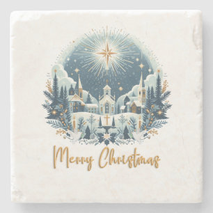 God jul blå och guld stenunderlägg