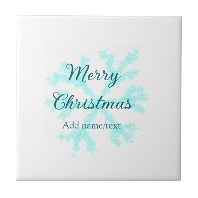 God jul blå snöflingor glitter gnistra  n kakelplatta (Framsidan)