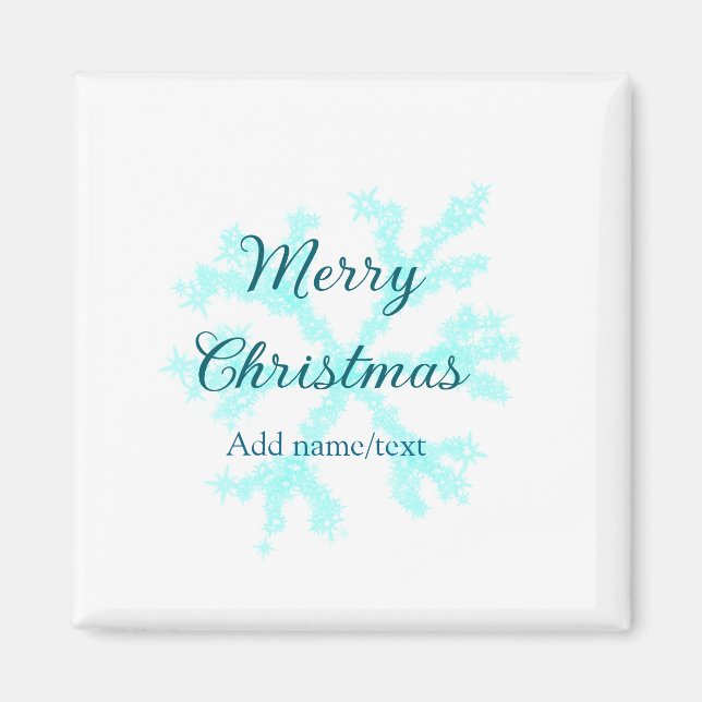 God jul blå snöflingor glitter gnistra  n magnet (Framsidan)