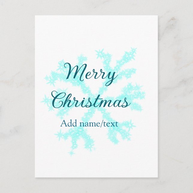 God jul blå snöflingor glitter gnistra  n vykort (Framsida)