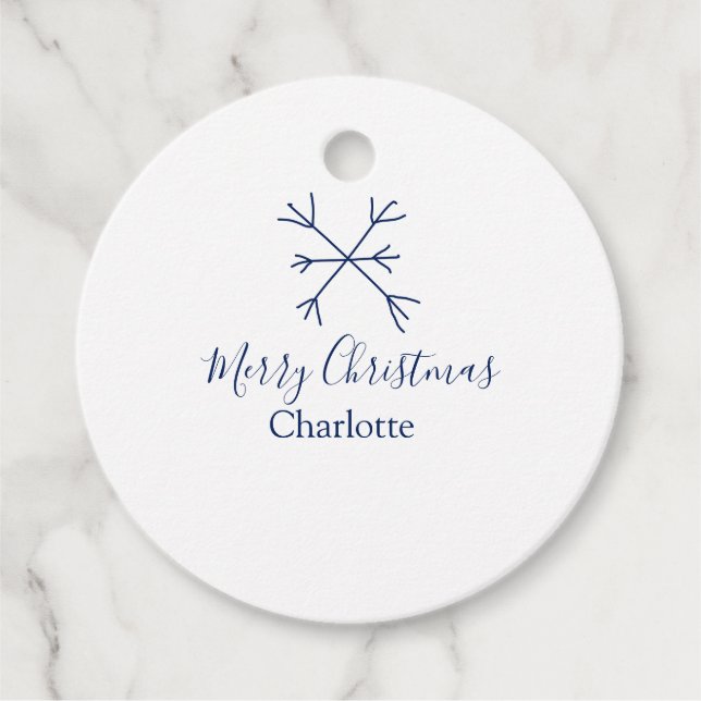 God jul blå snöflingor lägg till namn helgdagar gåvor etiketter (Framsida)