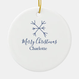 God jul blå snöflingor lägg till namn helgdagar julgransprydnad keramik