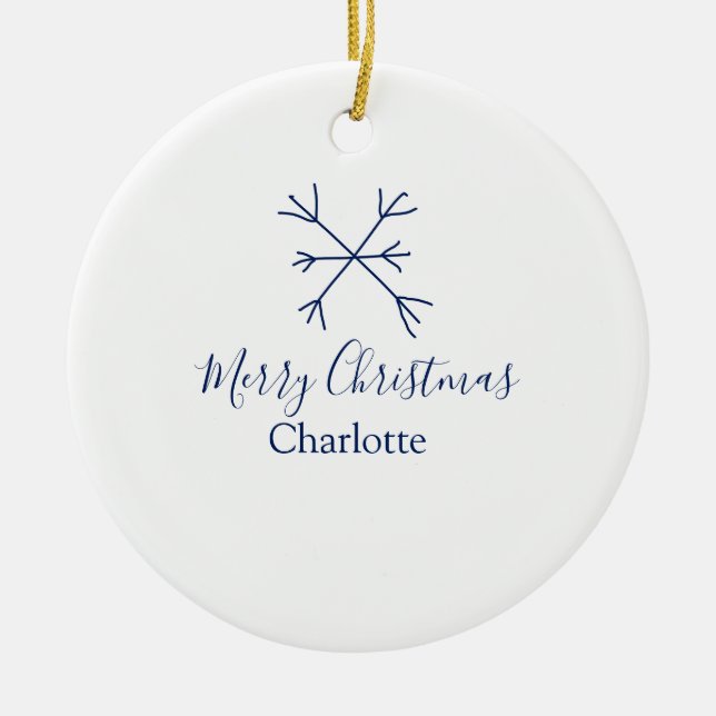 God jul blå snöflingor lägg till namn helgdagar julgransprydnad keramik (Framsidan)
