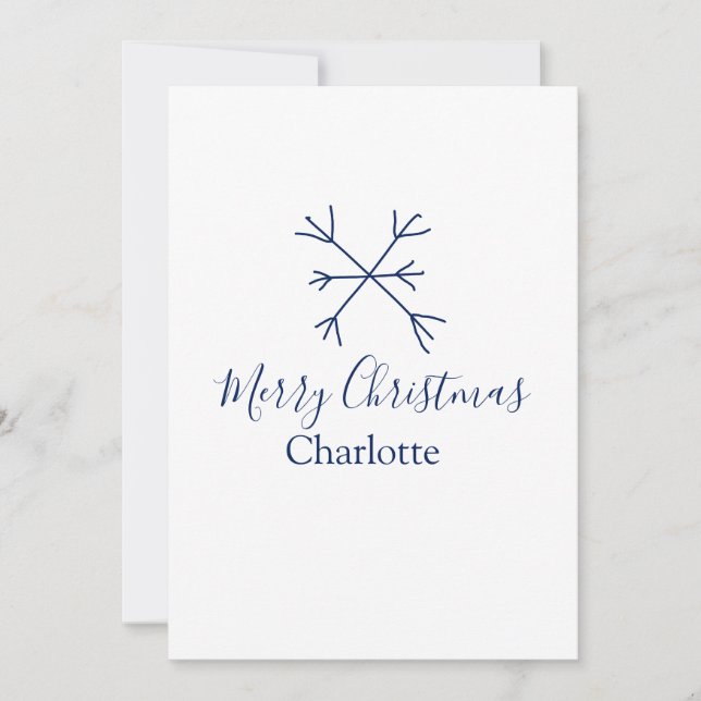 God jul blå snöflingor lägg till namn helgdagar julkort (Framsida)