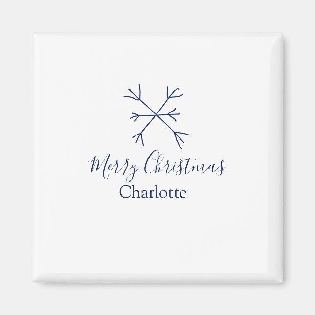 God jul blå snöflingor lägg till namn helgdagar magnet (Framsidan)