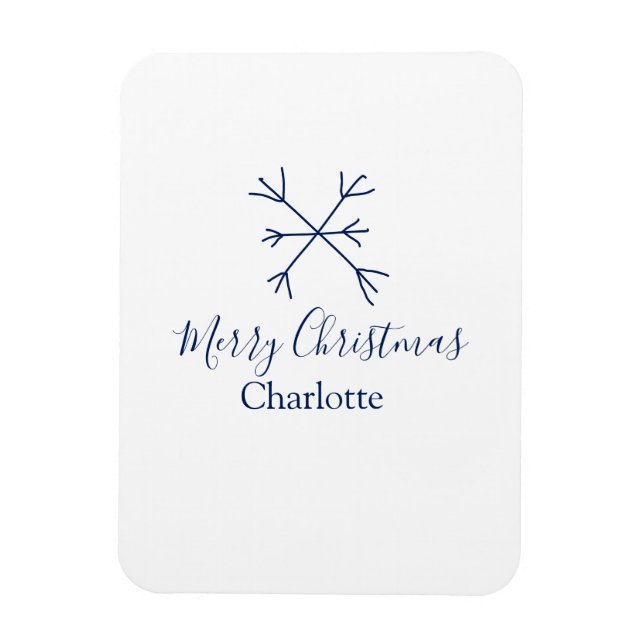 God jul blå snöflingor lägg till namn helgdagar magnet (Vertikal)