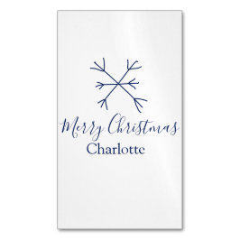 God jul blå snöflingor lägg till namn helgdagar magnetiska visitkort