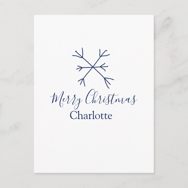 God jul blå snöflingor lägg till namn helgdagar vykort (Framsida)