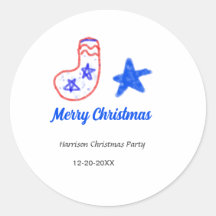God jul blå stjärna röda strumpor namn datum