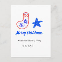 God jul blå stjärna röda strumpor namn datum