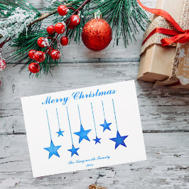 God jul blå stjärnor med platta textkort