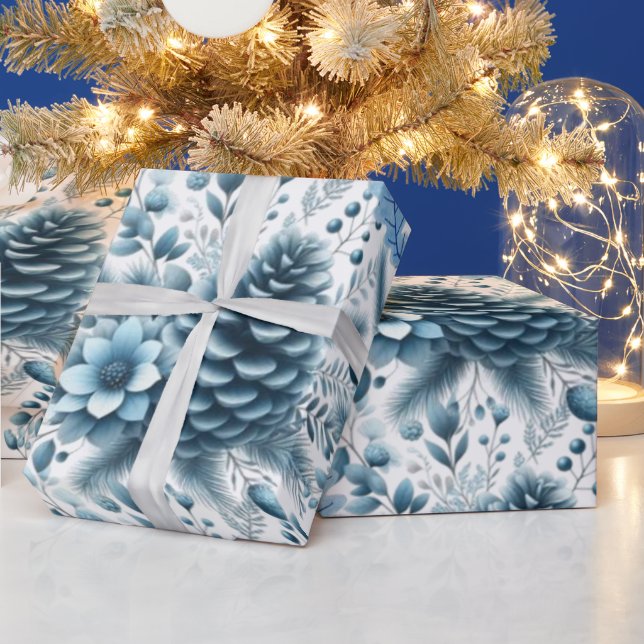 God Jul Blå Tallkottar Presentpapper (Helgdagar)