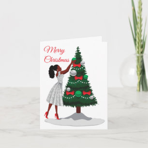 God jul Black African American Woman Anteckningskort