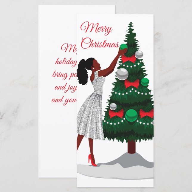 God jul Black African American Woman Card (Fram/baksida)
