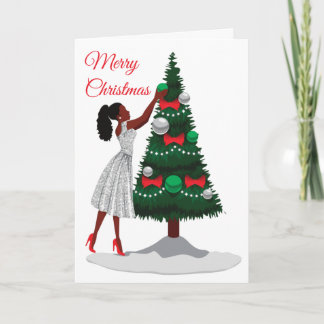 God jul Black African American Woman Card Kort