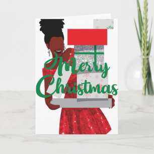 God jul Black African American Woman Card Kort
