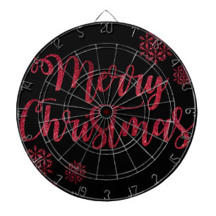 God jul Black and Red Snowflake Typography Darttavla