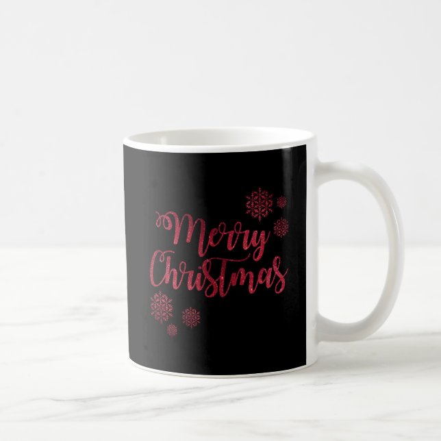 God jul Black and Red Snowflake Typography Kaffemugg (Höger)