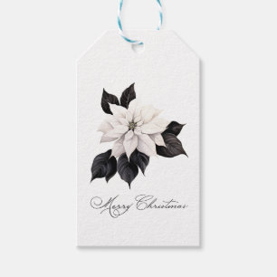 God jul Black and white Poinsettia Presentetikett
