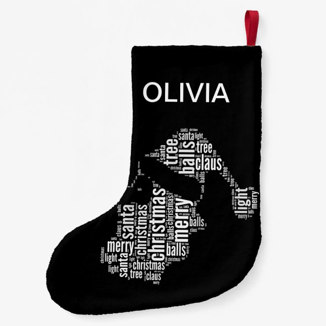 God jul Black and White Typography Santa Liten Julstrumpa (Baksidan)