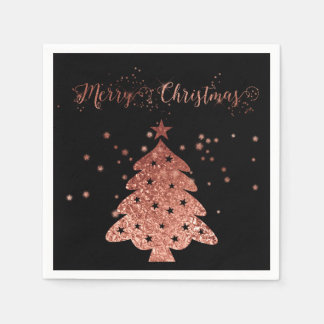 God jul Black Background Rosa Faux foil Pappersservett