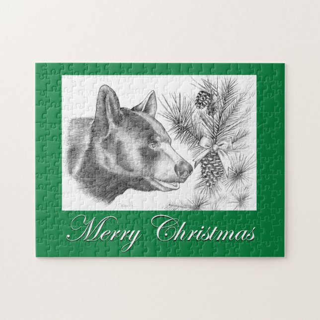 God jul Black Bear Pussel (Horisontell)