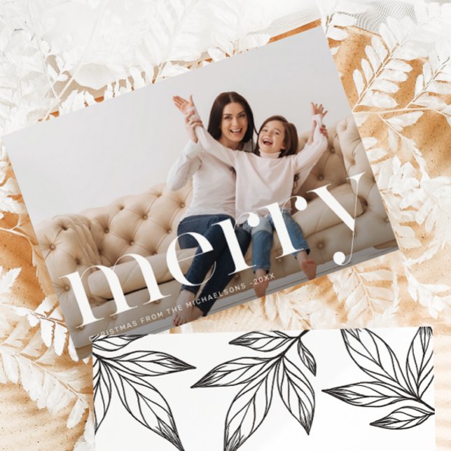 God jul Black Botanical Photo Inbjudningar (Skapare uppladdad)