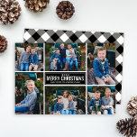 God jul Black Buffalo Play Photo Collage Julkort<br><div class="desc">Ett enkelt och modernt julkort i stil innehåller sex (6) foton,  en anpassningsbar Julhälsningar och en trendig svart och vit buffel som visar mönster på baksidan. Foton kredit: Solskyddsfoto www.facebook.com/SunbeamPhotography</div>