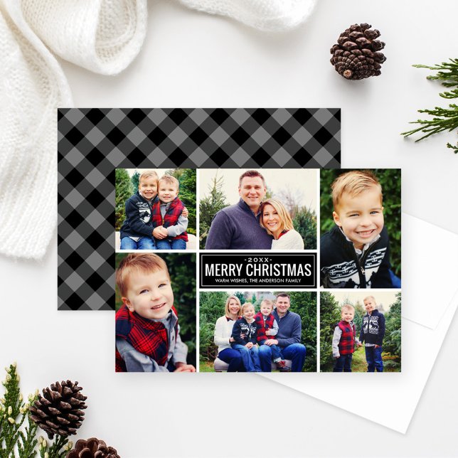 god jul Black Buffalo Play Photo Collage Julkort (Skapare uppladdad)