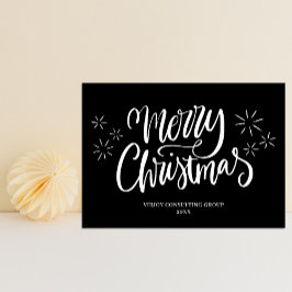 God jul Black Calligraphy Business Modern Julkort
