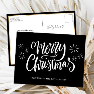 God jul Black Calligraphy Modern non Photo Helg Vykort