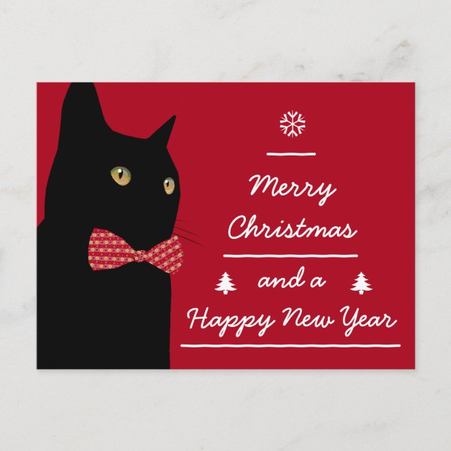 God jul Black Cat Helg Vykort (Framsida)
